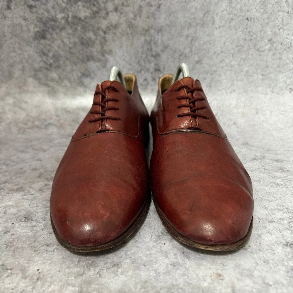 Bruno Magli Fulton Oxford Mens 9.5 Brown Leather Dress Shoes Italy Plain Toe Bal